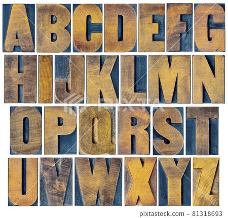 alphabet set in vintage letterpress wood type alphabet set in vintage letterpress wood type 81318693