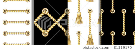 Ropes with Metal Eyelets Seamless Patterns Set. 81319170