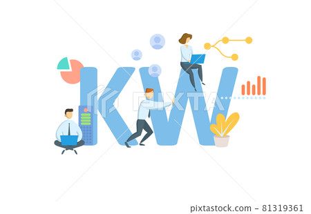 KW, Kilowat. Concept with keyword, people and icons. Flat vector illustration. Isolated on white. 81319361