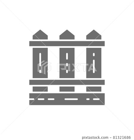 Wooden fence, garden fences grey icon. Isolated on white background Wooden fence, garden fences grey icon. Isolated on white background 81321686