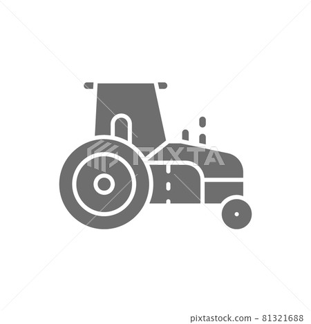 Tractor, agrimotor, heavy agricultural machinery grey icon. Tractor, agrimotor, heavy agricultural machinery grey icon. 81321688