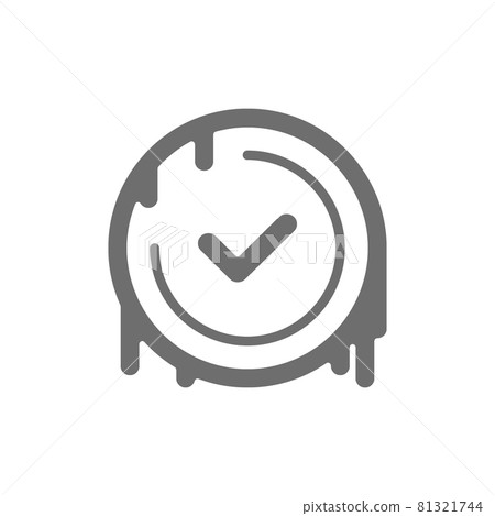 Checkmark stamp, verified wax seal, quality control approved grey icon. Checkmark stamp, verified wax seal, quality control approved grey icon. 81321744