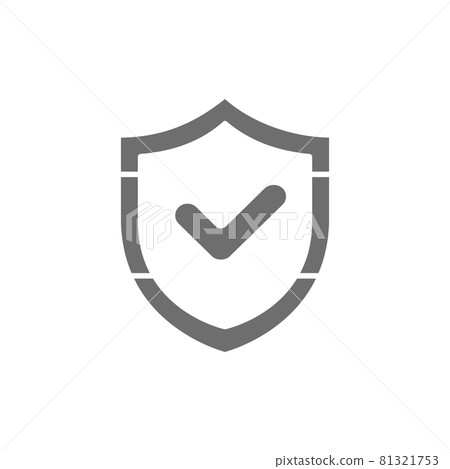 Shield with check mark, quality control protection, accepted, approved grey icon Shield with check mark, quality control protection, accepted, approved grey icon 81321753