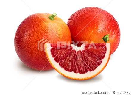 Blood red oranges isolated on white background with clipping path and full depth of field 81321782