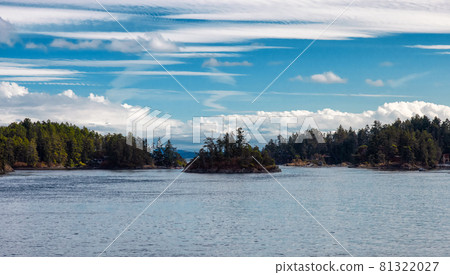 View of Beautiful Gulf Islands during a sunny day. View of Beautiful Gulf Islands during a sunny day. 81322027