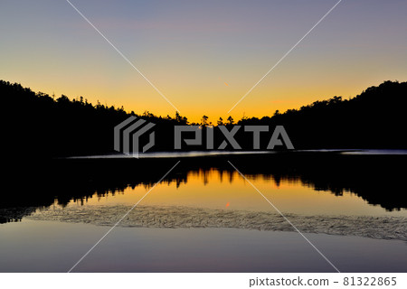 日本最高的湖泊北八岳原始森林中的白駒池日出 81322865