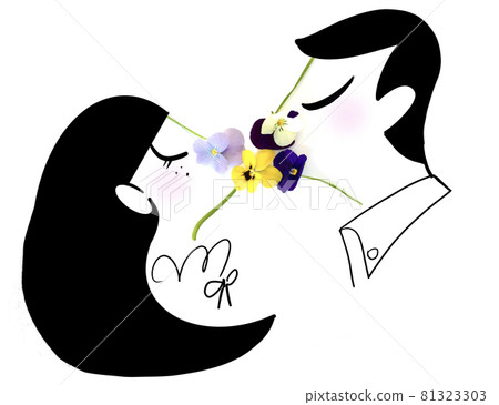 男人和女人接吻的插圖 81323303