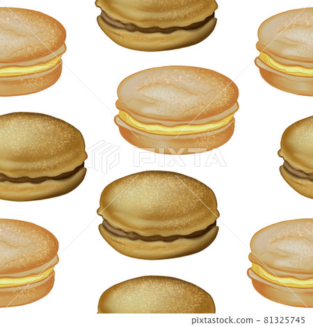 Digital illustration of food seamless pattern: hamburgers, burgers, sandwiches, burgers, chicken Digital illustration of food seamless pattern: hamburgers, burgers, sandwiches, burgers, chicken 81325745