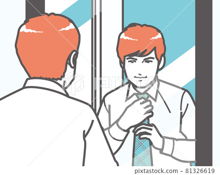 A man wearing a tie in front of a mirror 81326619