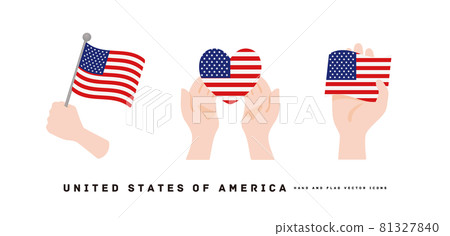 [USA] Hand and national flag icon vector illustration USA 81327840