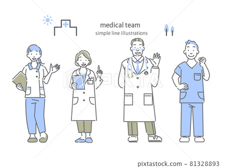 Various medical staff Simple and stylish line drawing illustrations Various medical staff Simple and stylish line drawing illustrations 81328893