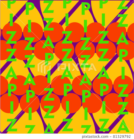 bright and color abstract pizza sticker or logo 81329792