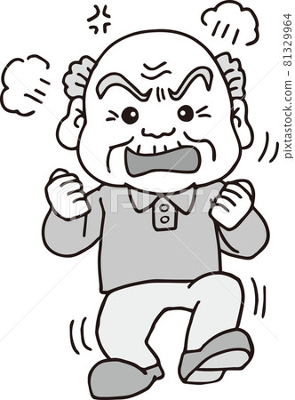 Angry elderly man_80s_monochrome_whole body 81329964