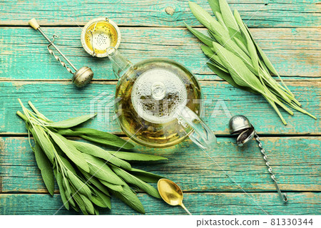 Sage in herbal medicine,top view 81330344