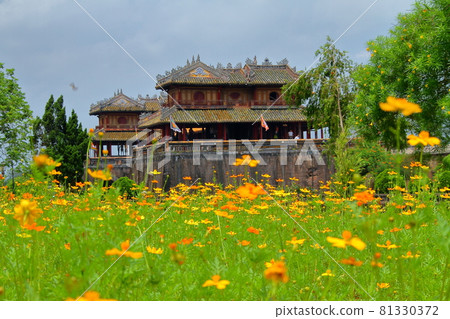 Hue, a World Heritage Site in Central Vietnam, Flower Field and Royal Palace Gate Hue, a World Heritage Site in Central Vietnam, Flower Field and Royal Palace Gate 81330372