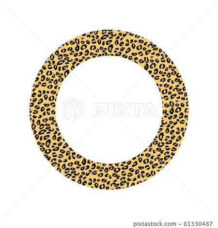 Black and orange frame with modern ornament of stylized leopard skin. Round pattern in form of mandala. Decorative border with animal ornament. Trendy leather skin. Copy space. Vector illustration. Black and orange frame with modern ornament of stylized leopard skin. Round pattern in form of mandala. Decorative border with animal ornament. Trendy leather skin. Copy space. Vector illustration. 81330487