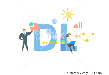 DL, Dayletter. Concept with keyword, people and icons. Flat vector illustration. Isolated on white. 81330799