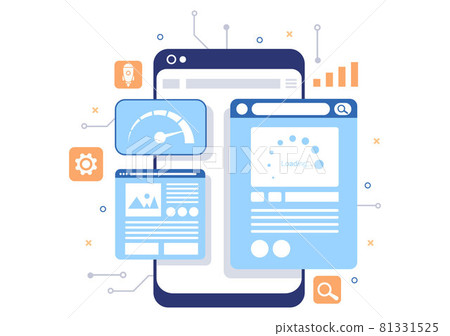 Website Loading Speed Optimization With Server, Web Programming, Mobile App Development, and Page Software. Background Vector Illustration 81331525