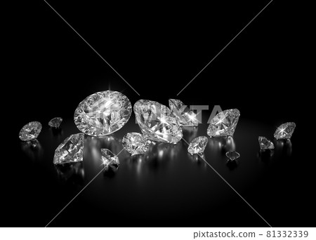 Beautiful Shiny Diamond in Brilliant Cut on Black Background - Diamond Backdrop, Crystal Background Beautiful Shiny Diamond in Brilliant Cut on Black Background - Diamond Backdrop, Crystal Background 81332339