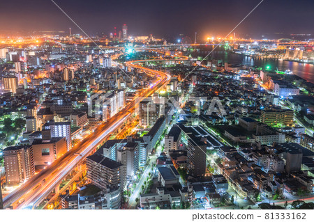 《大阪府》大阪灣地區的夜景 《大阪府》大阪灣地區的夜景 81333162