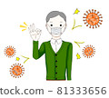 Grandfather wearing a mask to prevent the virus 81333656