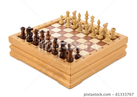 Classic Wooden chess pieces on chessboard 81333767