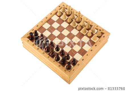 Classic Wooden chess pieces on chessboard 81333768