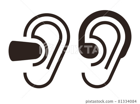 Earplugs and hearing aid sign Earplugs and hearing aid sign 81334084