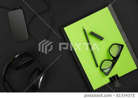 Mix of office supplies on a modern desk Mix of office supplies on a modern desk 81334373