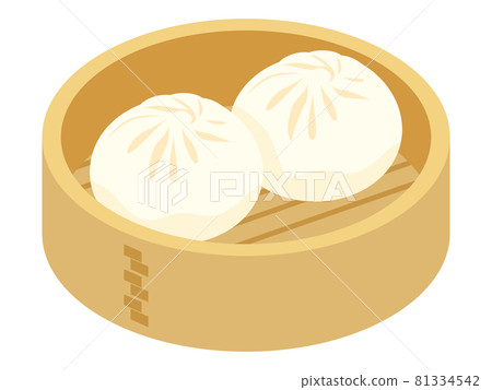 Meat bun in bamboo steamer 81334542