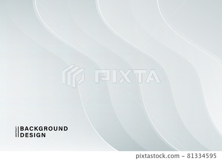 Abstract white grey gradient wave shape background. Modern simple geometric element. Trendy smooth wave texture creative design. Suit for poster, cover, banner, flyer, presentation, website, brochure 81334595