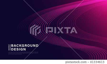 Abstract dynamic waves line background. Minimal style glowing flowing wave and dots elements. Modern simple light wave dynamic effect graphic design. Suit for cover, poster, website, brochure, banner 81334613