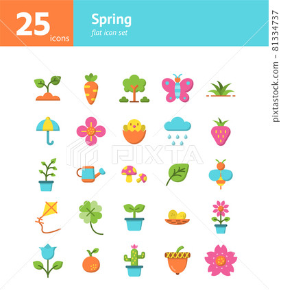 Spring flat icon set. Vector and Illustration. Spring flat icon set. Vector and Illustration. 81334737