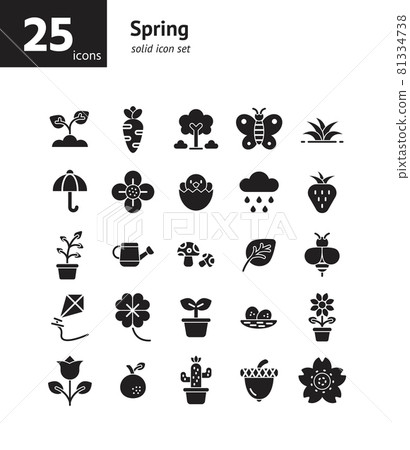 Spring solid icon set. Vector and Illustration. 81334738