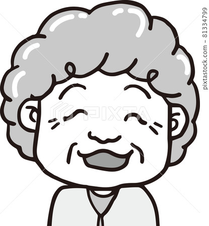 Laughing elderly woman _ 80s _ monochrome _ upper body 81334799
