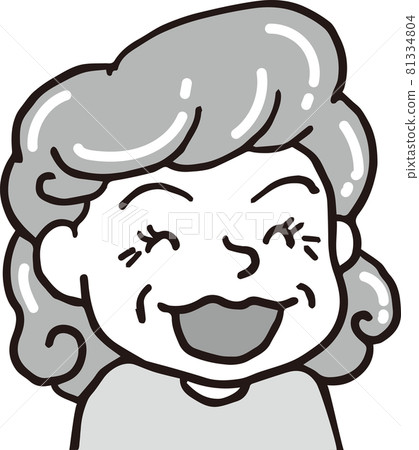 Laughing elderly woman _ 70s _ monochrome _ upper body 81334804