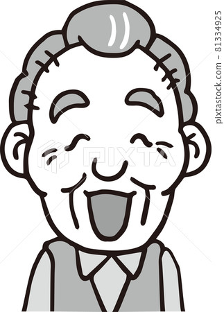 Laughing elderly man _ 70s _ monochrome _ upper body 81334925