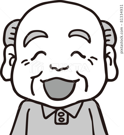 Laughing elderly man_80s_monochrome_upper body 81334931