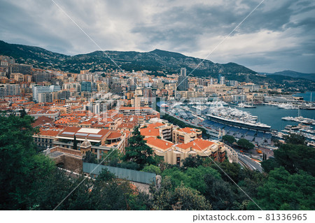 View of Monaco with Formula one race track 81336965