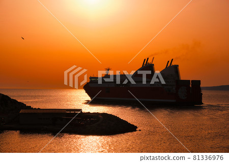 Ferry vessel departing port of Marseille for Corsica 81336976