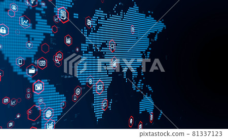 Global business world map and icons Global business world map and icons 81337123