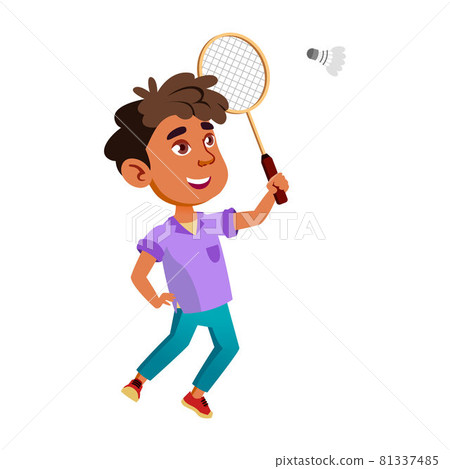 Boy Latin Infant Playing Badminton Game Vector Boy Latin Infant Playing Badminton Game Vector 81337485