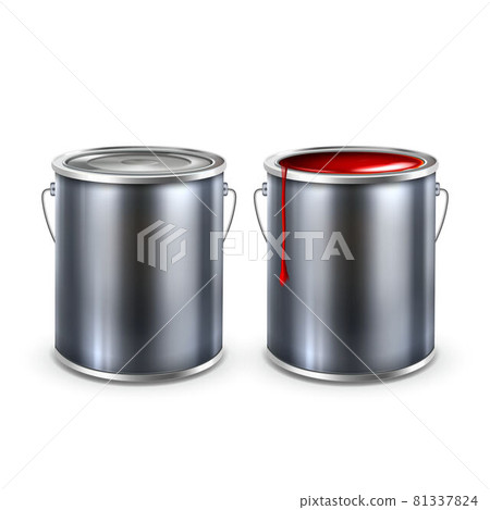 Paint Blank Opened And Closed Buckets Cap Vector 81337824