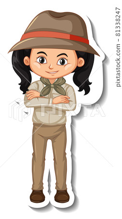 Girl in safari outfit cartoon character sticker Girl in safari outfit cartoon character sticker 81338247