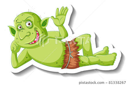 Green goblin or troll cartoon character sticker 81338267