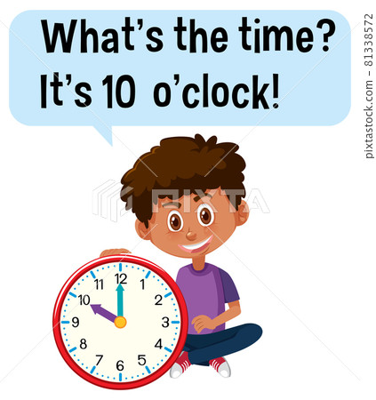 Telling time with a boy holding a clock 81338572