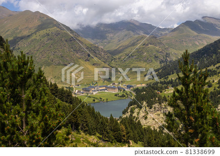 Vall de nuria (Valley of Nuria) National Park in Catalonia of Spain in a cloudy day 81338699