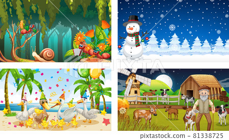 Four different nature horizontal scene 81338725