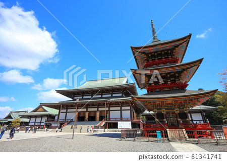 成田山Shinshoji寺三重塔和Daihonro 81341741