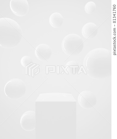 Podium with glossy balls. 3d render 81341760